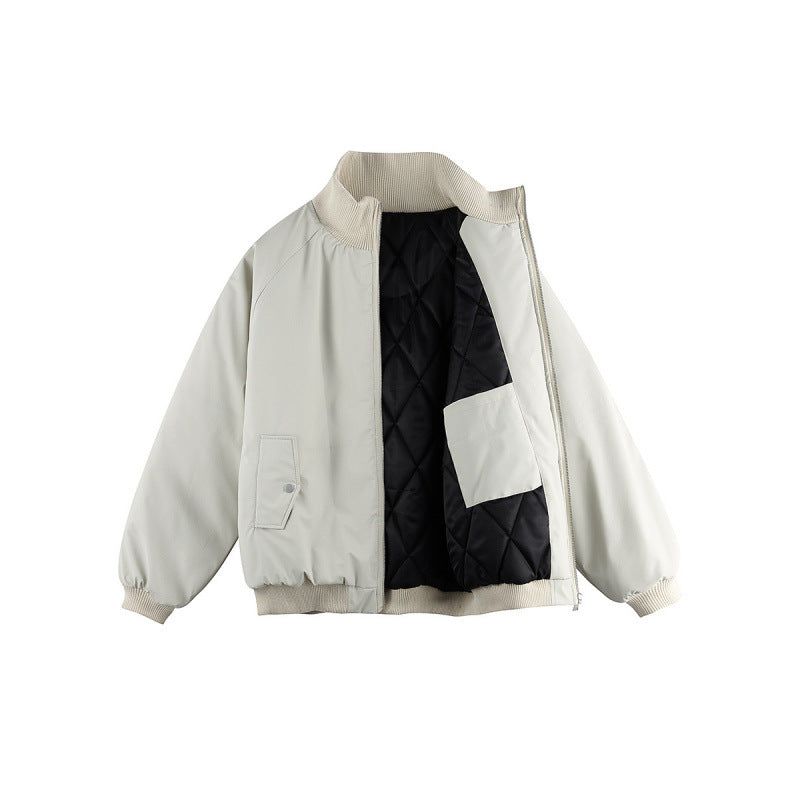 Unisex Boxy-Übergangs-Bomberjacke mit Stehkragen und Pattentaschen Shop Nory