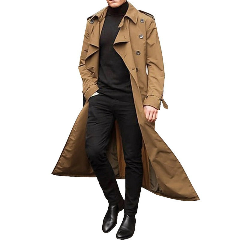 Herren eleganter Trenchcoat mit taillierbarem Gürtel und klassischen Details