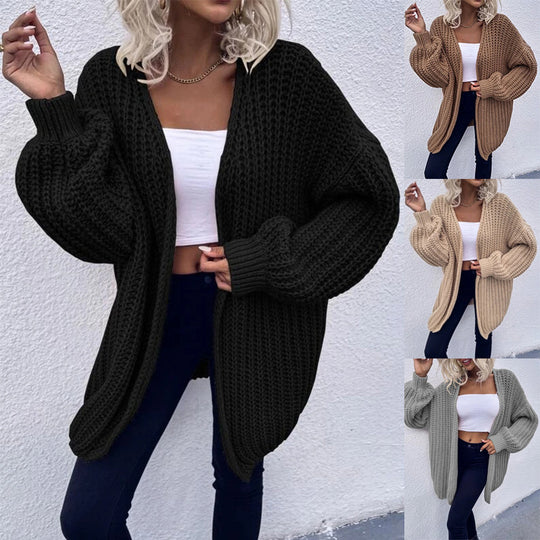 Damen Kuschel-Cardigan im Cocoon-Schnitt mit überlangen Ärmelbündchen und offener Front Shop Nory