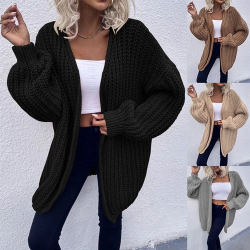 Damen Kuschel-Cardigan im Cocoon-Schnitt mit überlangen Ärmelbündchen und offener Front Shop Nory