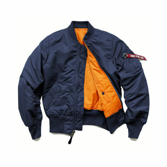 Herren Flight-Bomberjacke mit kontrastreichem Innenfutter, Utility-Ärmeltasche und gerippten Bündchen Shop Nory