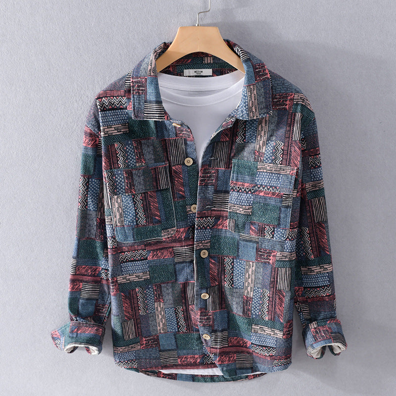 Herren Overshirt im Patchwork-Look mit aufgesetzten Brusttaschen Shop Nory