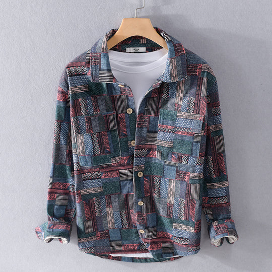 Herren Overshirt im Patchwork-Look mit aufgesetzten Brusttaschen Shop Nory