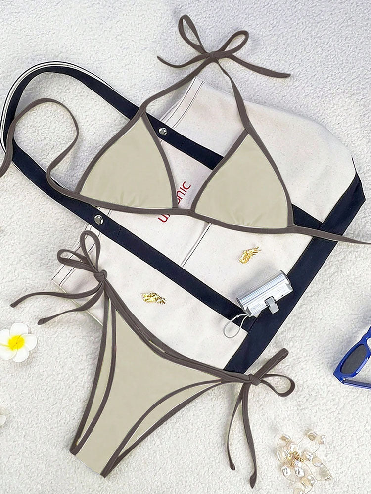 Damen Triangel-Bikini mit verspielten Schleifen