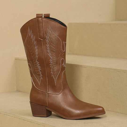 Damen Western-Stiefel mit spitzer Zehenpartie und mittelhohem Blockabsatz Shop Nory