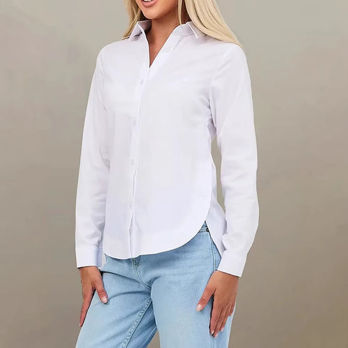 Damen Elegante Baumwollbluse mit Knopfdetails
