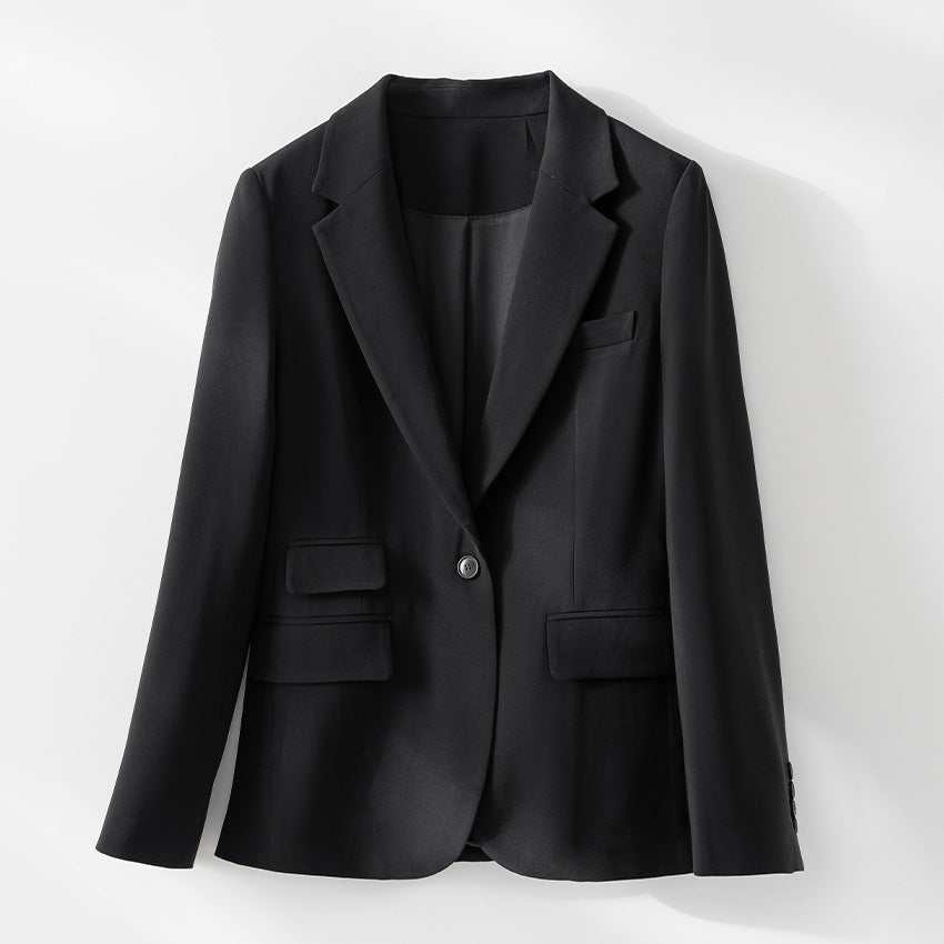 Damen taillierter Ein-Knopf-Blazer mit Reverskragen und Pattentaschen Shop Nory