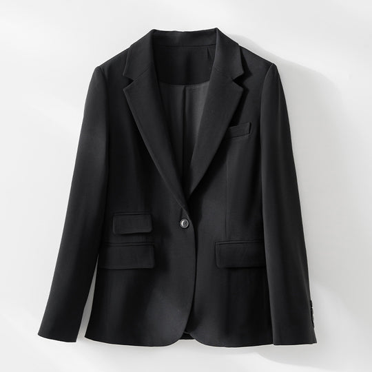Damen taillierter Ein-Knopf-Blazer mit Reverskragen und Pattentaschen Shop Nory