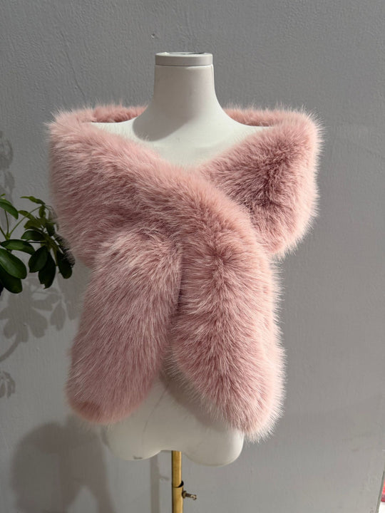 Damen Luxuriöse Wendbare Kunstpelz-Schulterstola mit V‑Form Shop Nory
