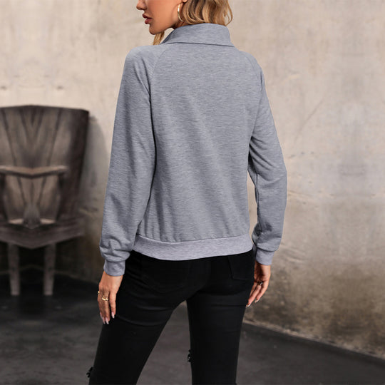 Damen Asymmetrischer Fleeceshirt mit Stehkragen und Zierknopfleiste Shop Nory