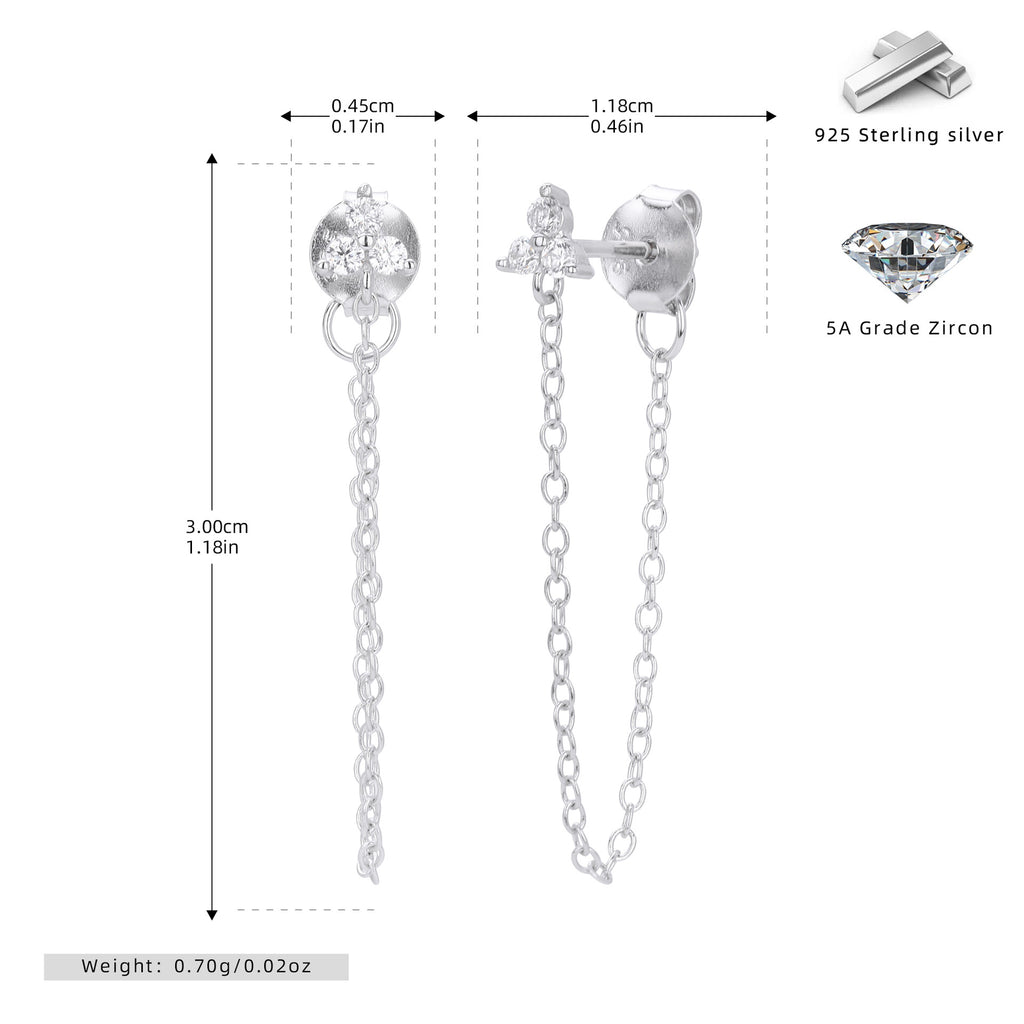 Damen Ohrhänger mit funkelndem Zirkon und eleganter Kette Shop Nory