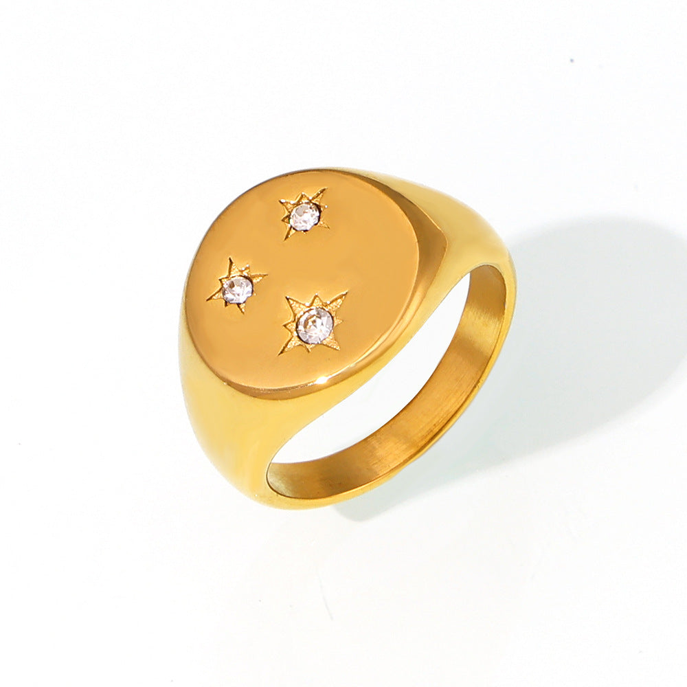 Damenring mit funkelnden tschechischen Diamanten aus Edelstahl Shop Nory