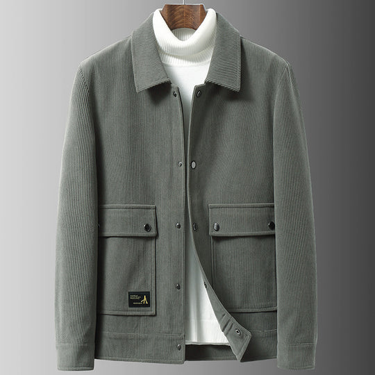 Herren Cordjacke mit Utility-Taschen und Druckknopfverschluss Shop Nory