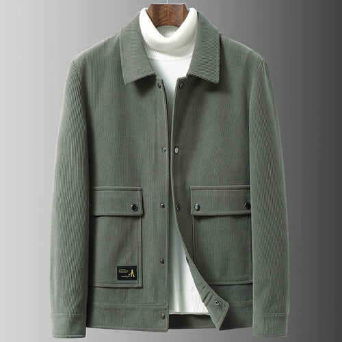 Herren Cordjacke mit Utility-Taschen und Druckknopfverschluss Shop Nory