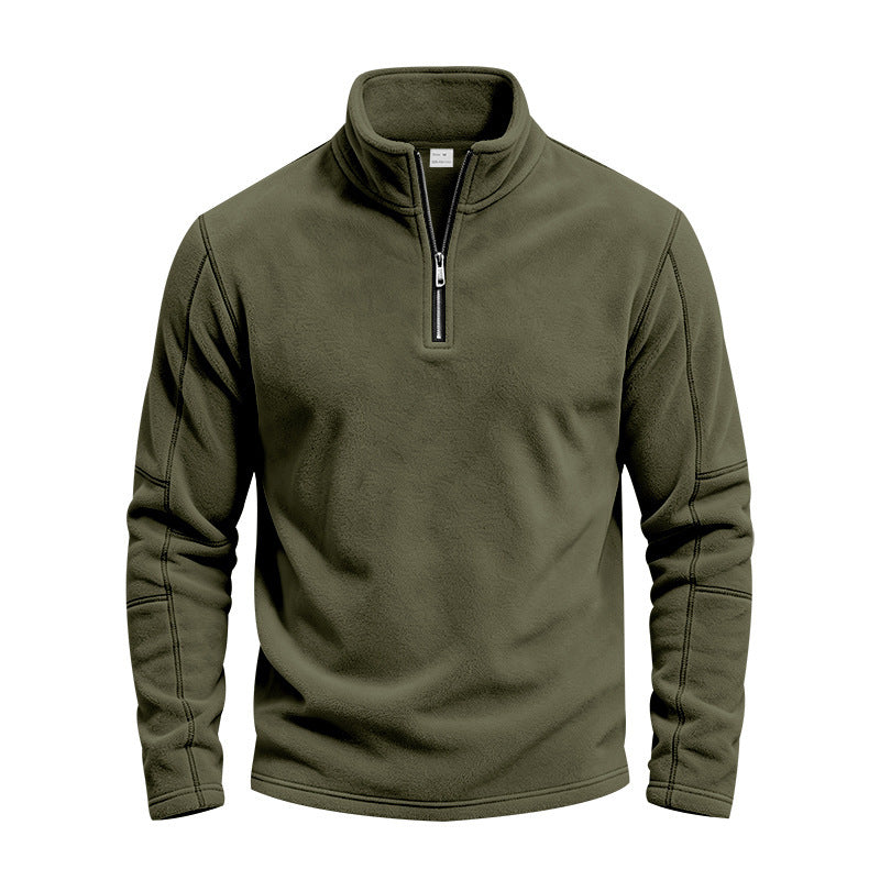 Herren Fleece-Pullover mit kurzem Reißverschluss und Stehkragen Shop Nory