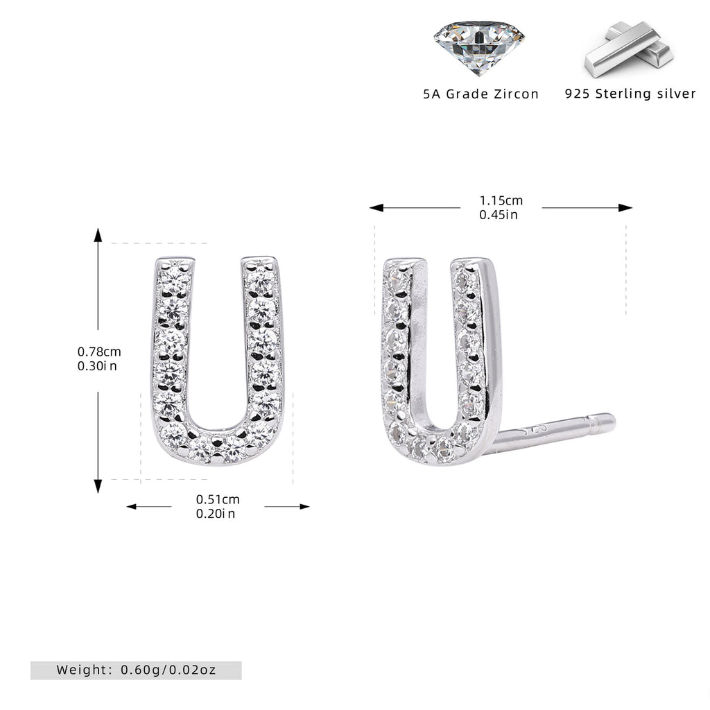 Damen Ohrstecker aus 925 Sterling Silber mit luxuriösem Zirkonbuchstaben R Shop Nory