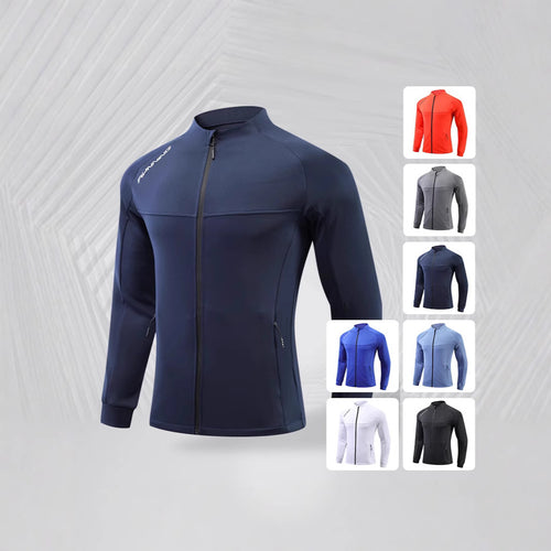 Herren Lauf-Trainingsjacke mit windabweisendem Stretch, Slim-Fit und Reißverschlusstaschen Shop Nory