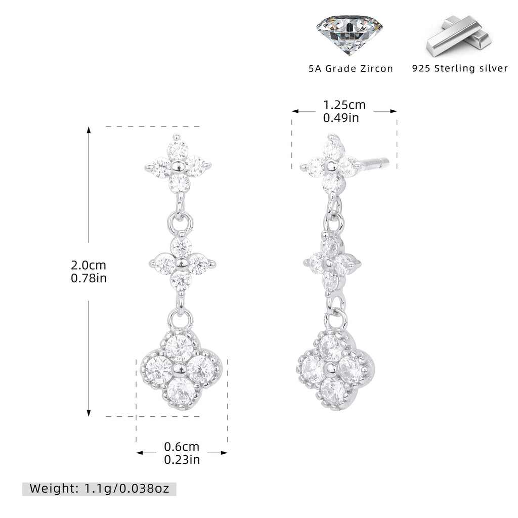 Damen Ohrhänger mit funkelnden Zirkonblüten aus hochwertigem 925 Sterlingsilber Shop Nory