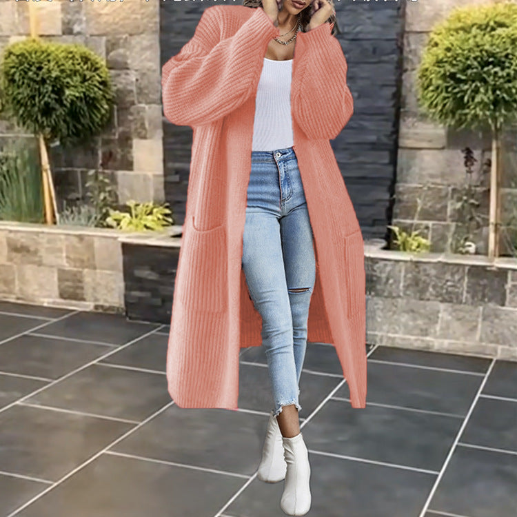 Damen Großer Strickmantel mit tiefen Taschen und lässigem Schnitt
