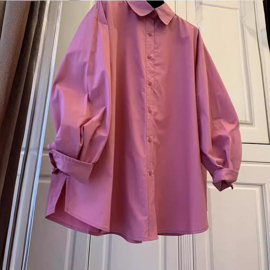 Damen Lässige Baumwollbluse mit Puffärmeln Shop Nory