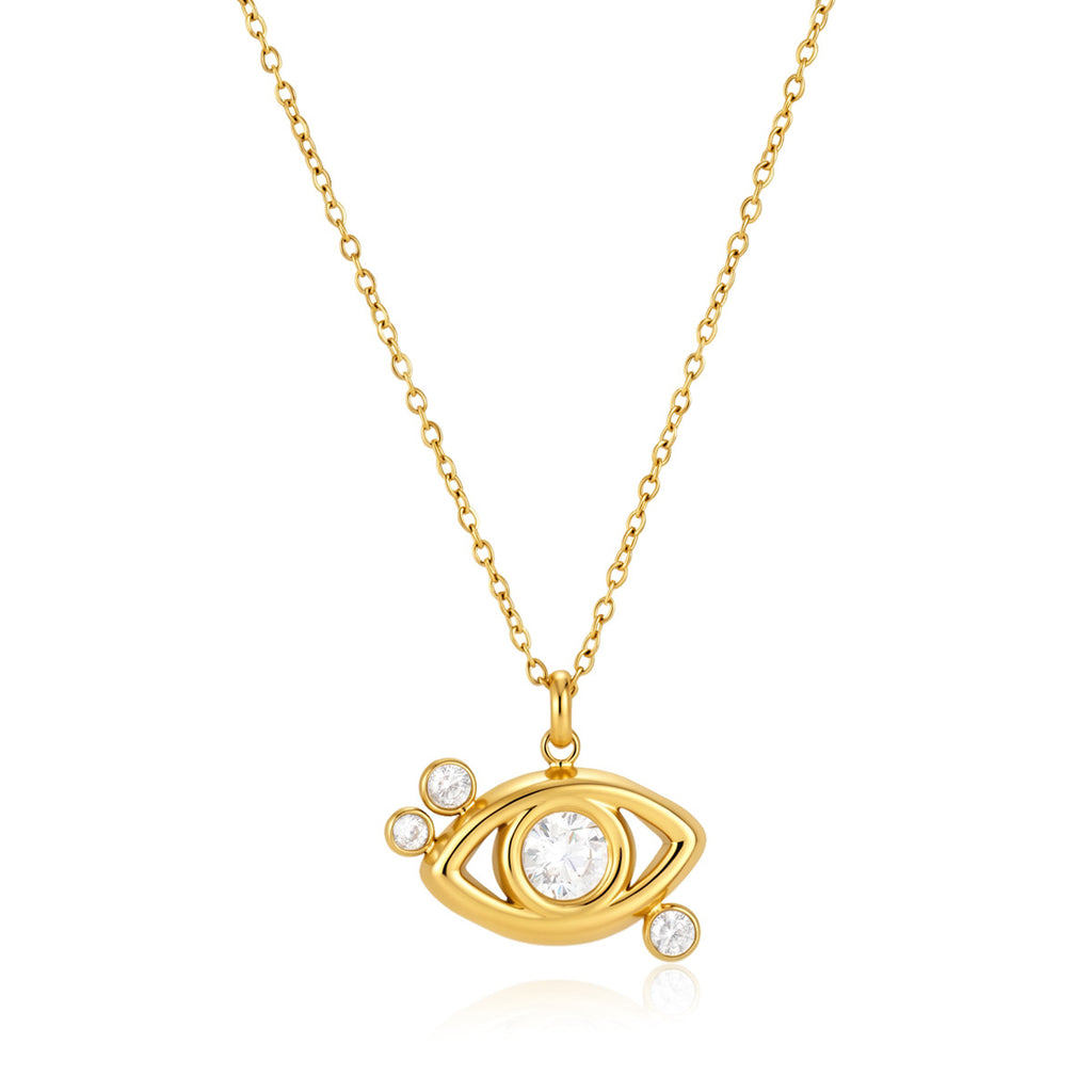 Damen Halskette mit hypnotisierenden Augenmotiv und funkelnden Zirkonia Shop Nory