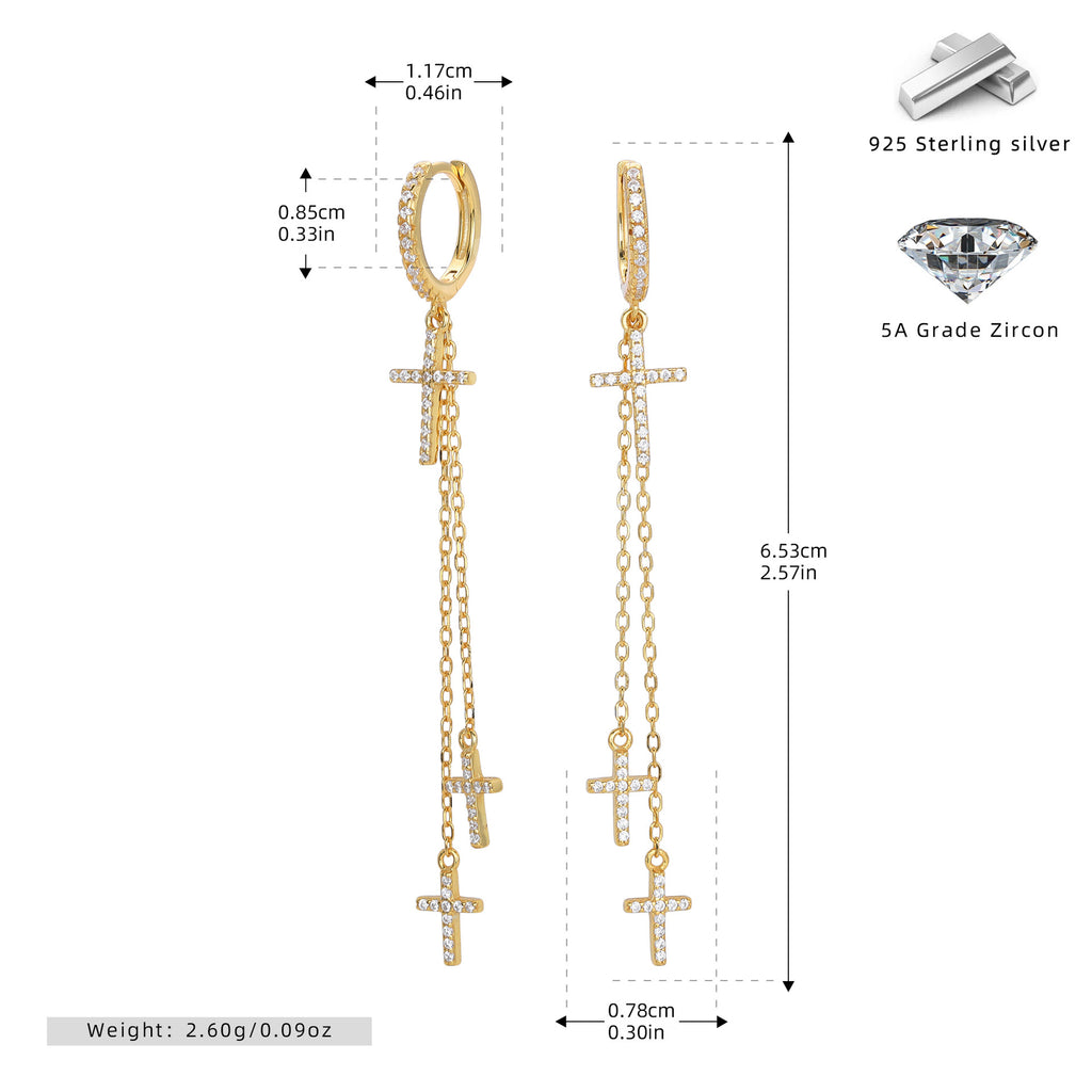 Damen Ohrhänger mit bezauberndem Kreuzdesign aus hochwertigem 925 Sterling Silber und funkelnden Zirkon-Akzenten Shop Nory
