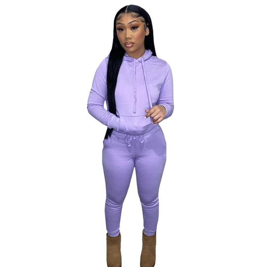 Damen nan Kapuzen-Lounge-Set mit Kängurutasche taillierter Jogginghose und Bündchen Shop Nory