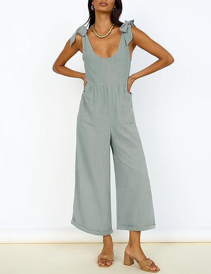 Damen Lässiger Jumpsuit mit verstellbaren Trägern und weitem Bein