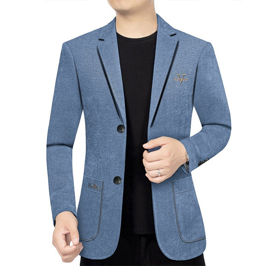 Herren Casual-Sakko in Denimoptik mit Slim-Fit und aufgesetzten Taschen Shop Nory