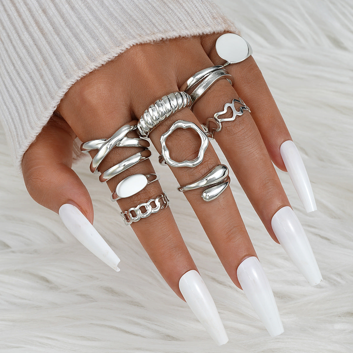 Damen kreatives und einzigartiges Ring-Set Shop Nory