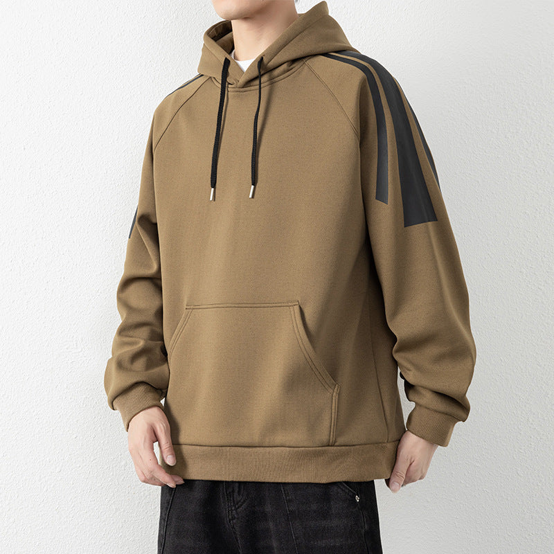 Herren Kapuzenpullover mit Raglanärmeln, Kängurutasche und Kontraststreifen Shop Nory