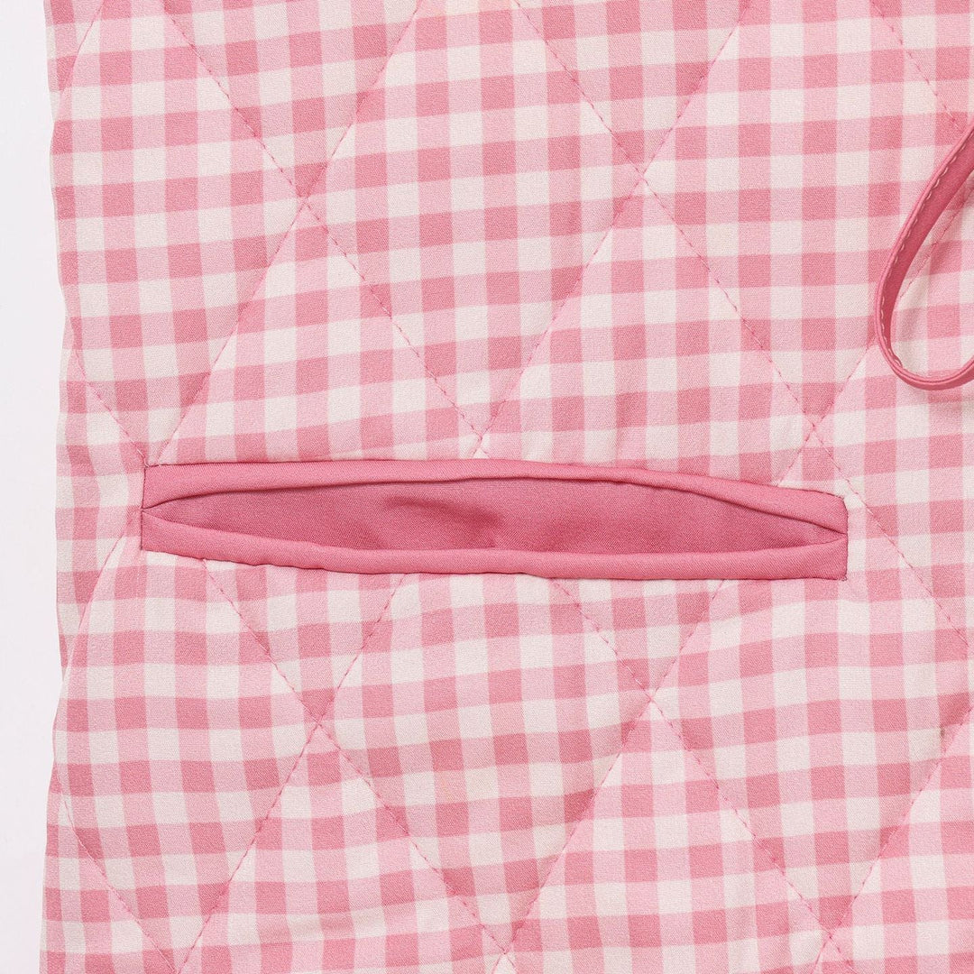 Damen gestepptes Viskose-Weste mit modischem Krawattenverschluss und praktischen Taschen Shopnory