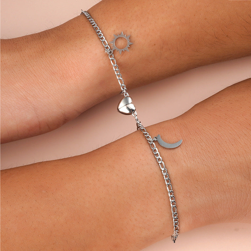 Damen Anklettes mit Mond- und Herzanhänger Shop Nory