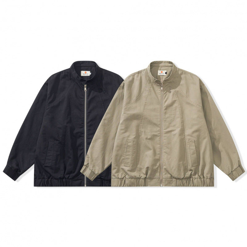 Unisex Boxige leichte Bomberjacke aus Baumwollmix mit Stehkragen, Reißverschluss und Kordelzugsaum Shop Nory