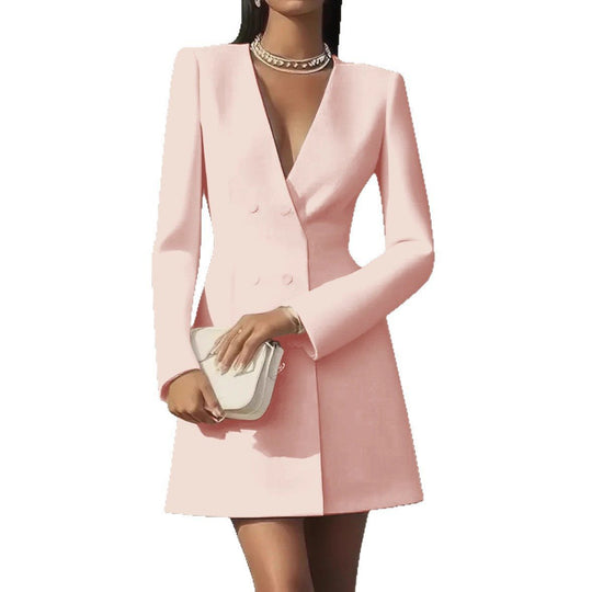 Damen Doppelreihiges Blazerkleid mit tailliertem Schnitt und tiefem V‑Ausschnitt Shop Nory