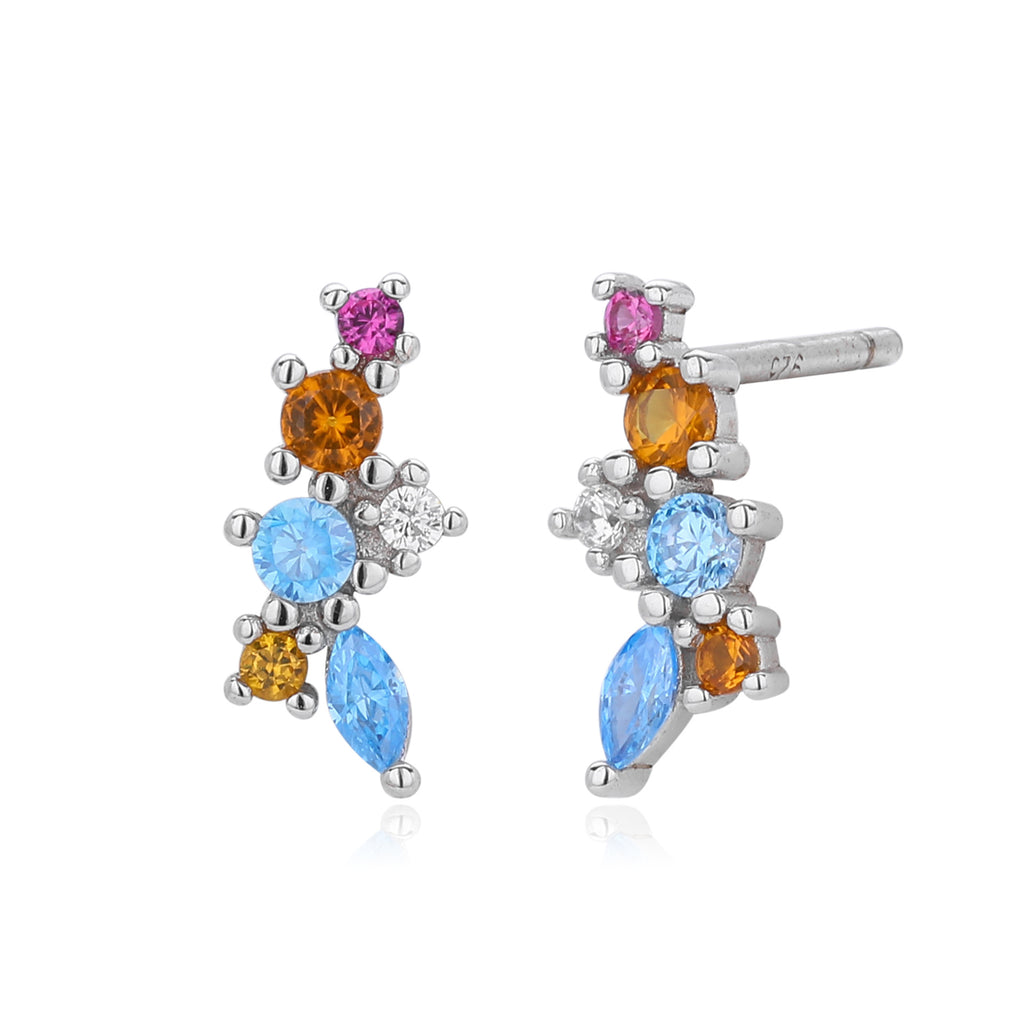 Damen Ohrstecker mit buntem Zirkon-Arrangement Shop Nory