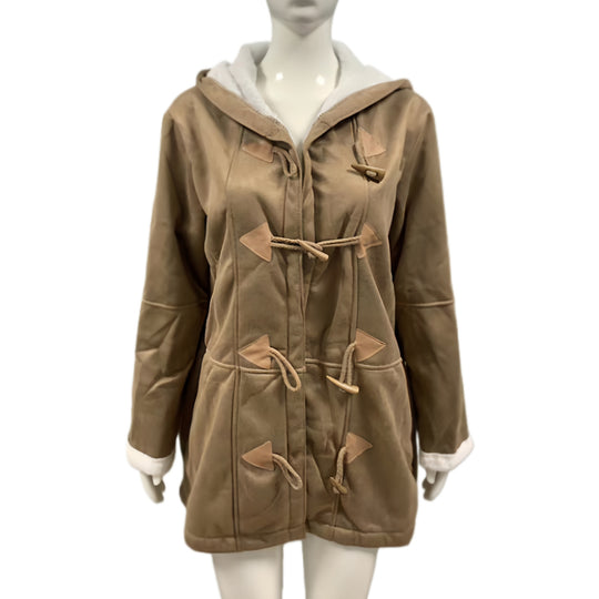 Damen Kapuzen-Dufflecoat mit Kunstfellbesatz und KnShop Noryelverschlüssen Shop Nory