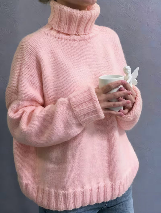 Damen Oversize-Rollkragenpullover im Fluffy-Mix mit breiten gerippten Bündchen Shop Nory