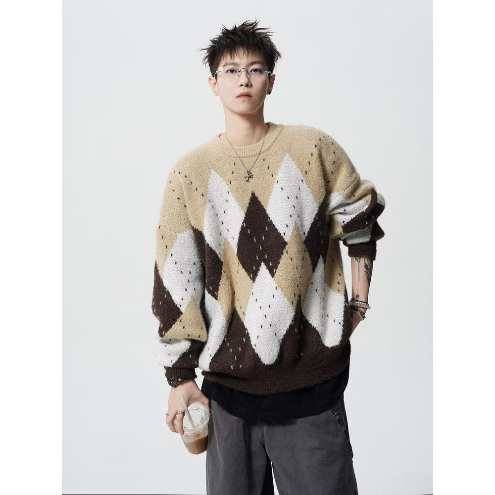 Unisex Grobstrickpullover mit Rautenmuster Shop Nory