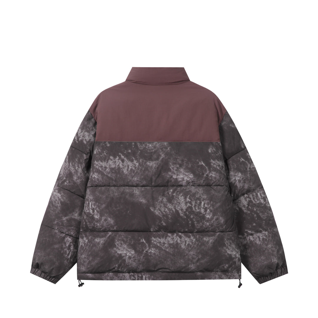 Unisex Gefütterte Boxy‑Isolationsjacke mit Marmoreffekt und hohem Stehkragen Shop Nory