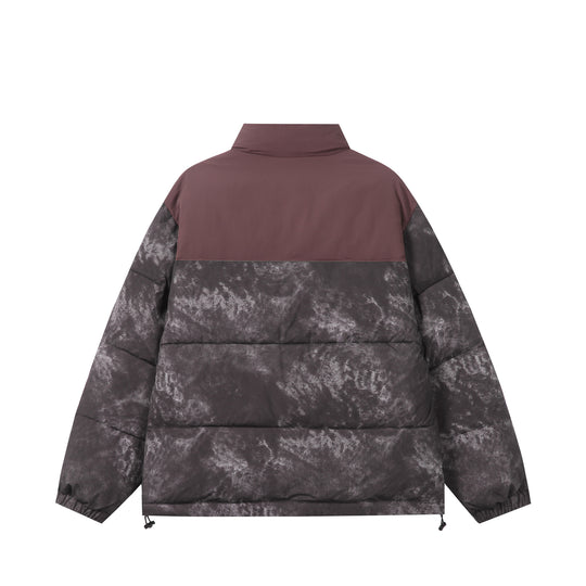 Unisex Gefütterte Boxy‑Isolationsjacke mit Marmoreffekt und hohem Stehkragen Shop Nory