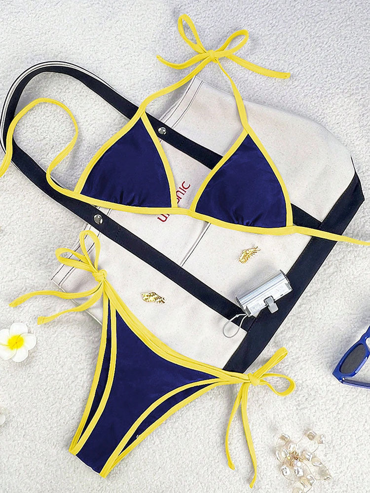 Damen Triangel-Bikini mit verspielten Schleifen