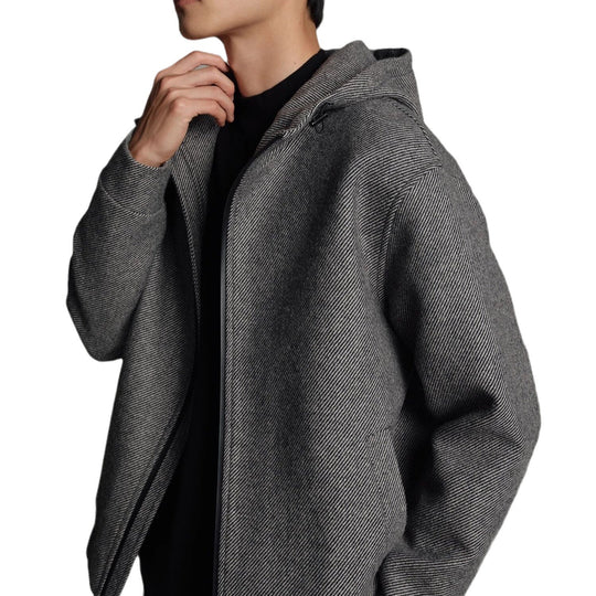 Herren Kurze Wollmisch-Kapuzenjacke mit Reißverschluss und elastischem Saum Shop Nory