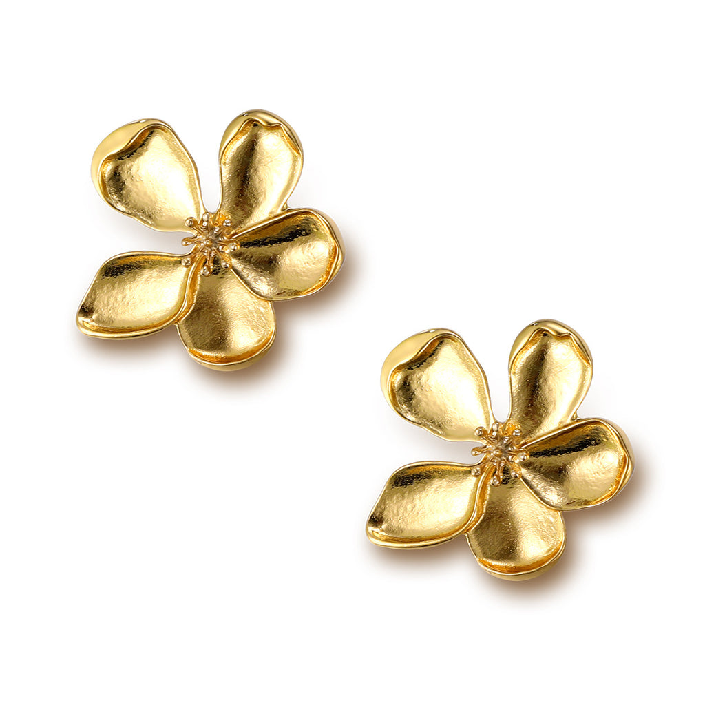 Damen Ohrringe mit kunstvollem Blumenmotiv und glänzender Oberfläche Shop Nory