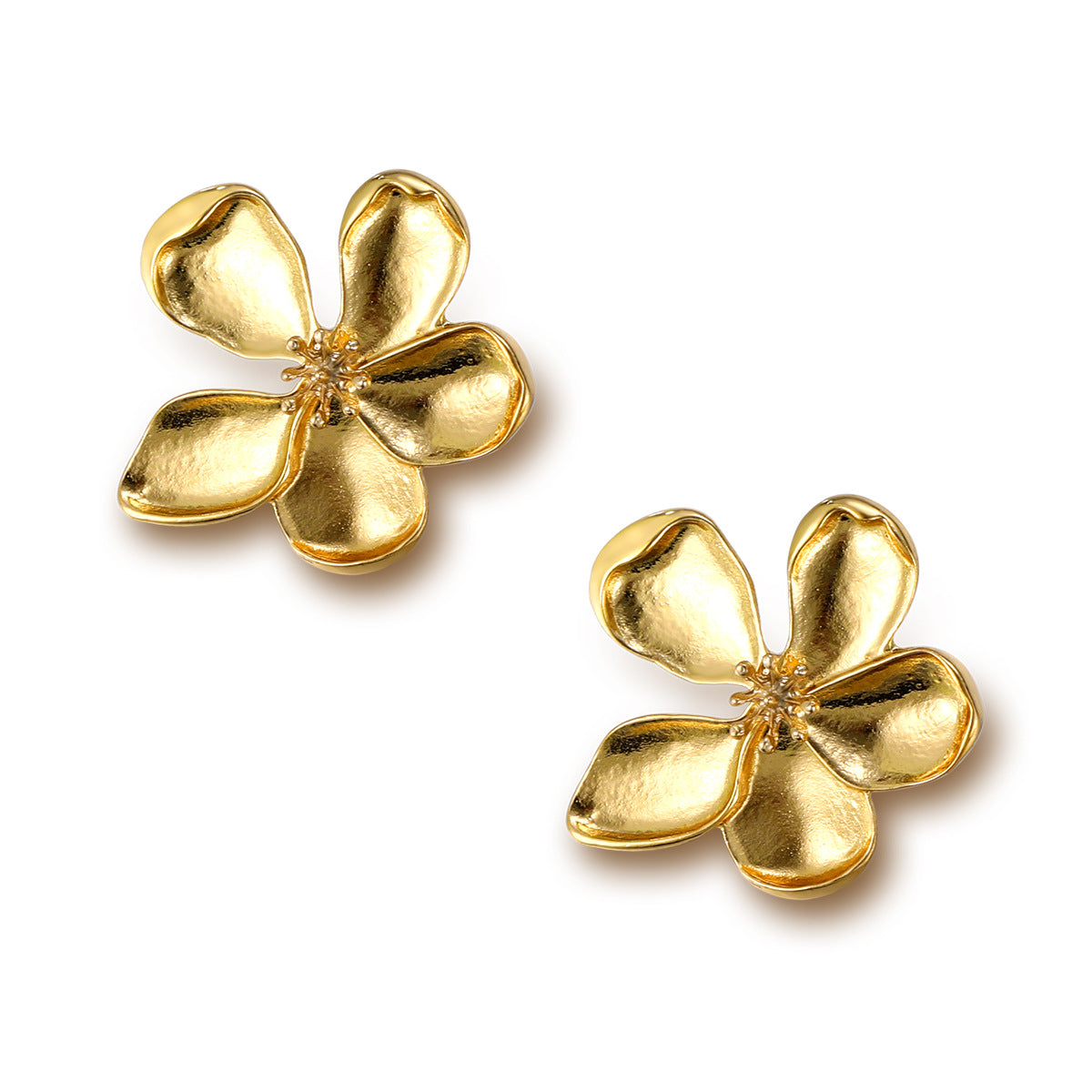 Damen Ohrringe mit kunstvollem Blumenmotiv und glänzender Oberfläche Shop Nory
