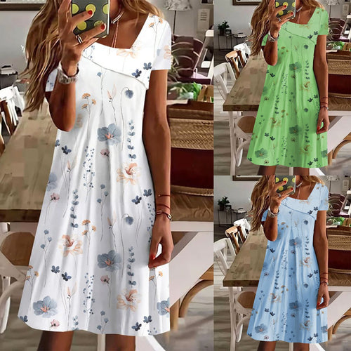 Damen Sommerkleid mit floralem Design und weitem Schnitt