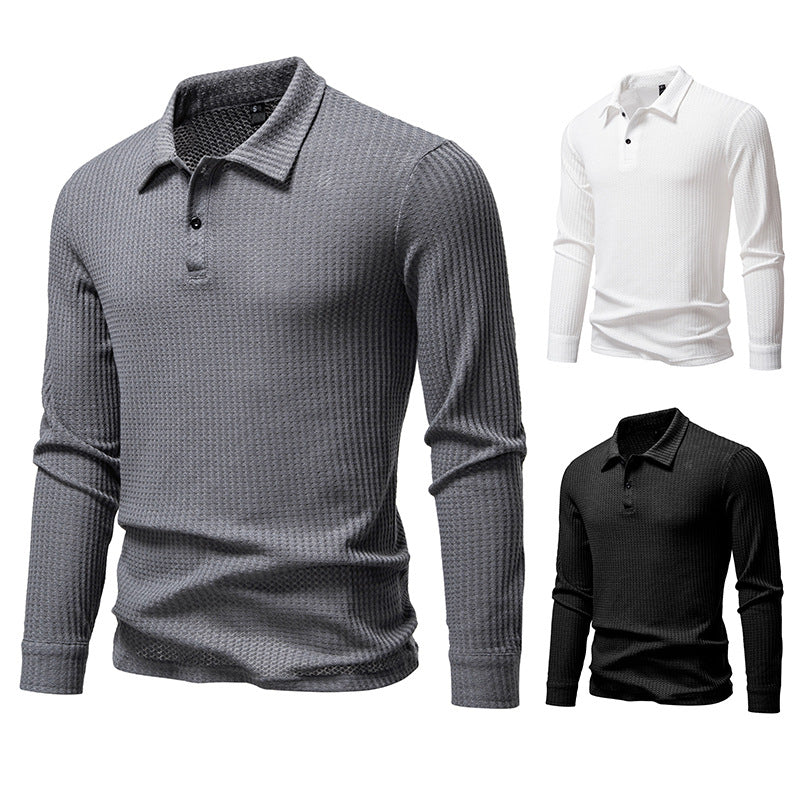 Herren Waffelstrick-Poloshirt mit Halbknopfleiste und Hemdkragen Shop Nory