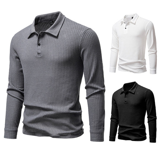 Herren Waffelstrick-Poloshirt mit Halbknopfleiste und Hemdkragen Shop Nory