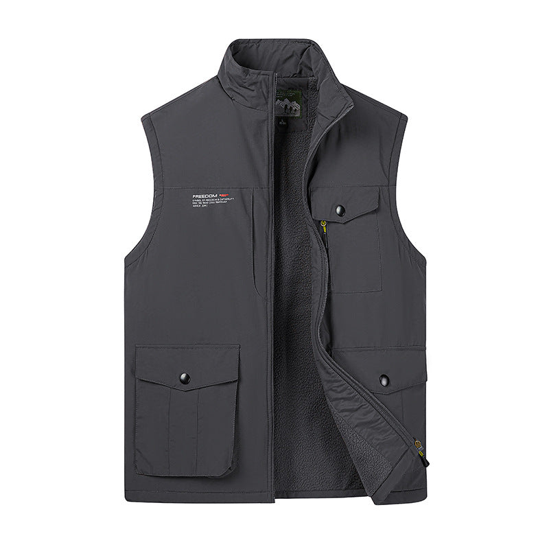 Herren Utility‑Weste mit Fleece‑Innenfutter, Multifunktionstaschen und Stehkragen Shop Nory
