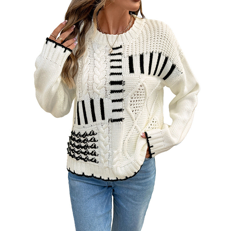 Damen Strukturstrick-Pullover mit Zopfmuster, Cut-Out-Details und relaxed Fit Shop Nory